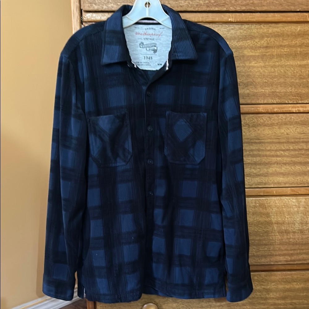 Authentic Original Vintage Style Blue Plaid Shirt